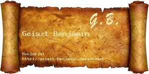 Geiszt Benjámin névjegykártya